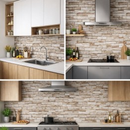 Тапет 3D тухли капучино C1, самозалепващo пано, 70 х 77см