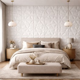 Тапет 3D самозалепващ ND1 за тавани и стени, бял, 70 х 70см