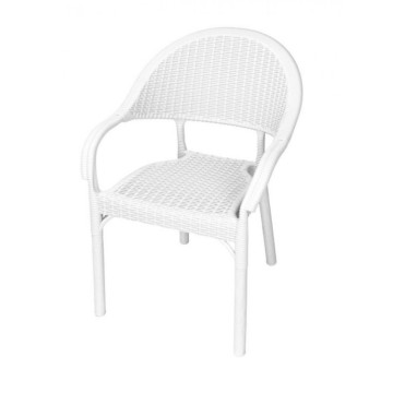 Градински стол Bamboo, PVC ратан, бял и сив