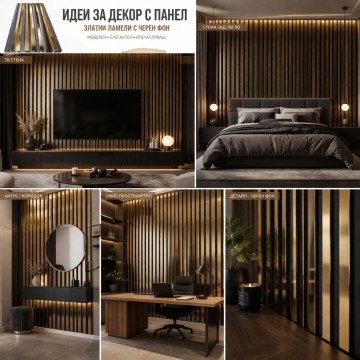 3D декоративни панели, 290х20*2.4см, WPC, GOLD