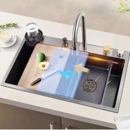 Многофункционална смарт мивка Мулти 4, термостат, 75*46см, водопад, дюза чаши