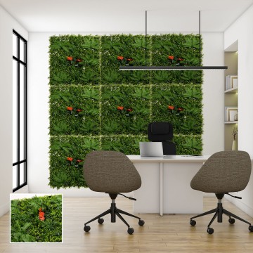 Декоративно пано растения и цветя E005| 100 х 100 см| Red Paml, зелена стена Декоративно пано растения и цветя E005| 100 х 100 см| Red Paml, зелена стена