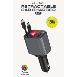 Атомобилно зарядно устройство ZTB-A26|прибиращи кабели|волтметър