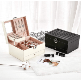 Луксозна кутия-куфар за бижута и козметика на две нива