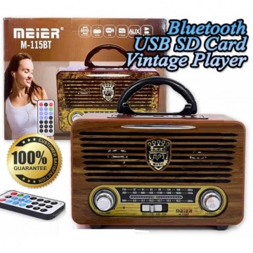 Ретро акумулаторно радио Meier M-115BT, Bletooth, USB, TF, AUX